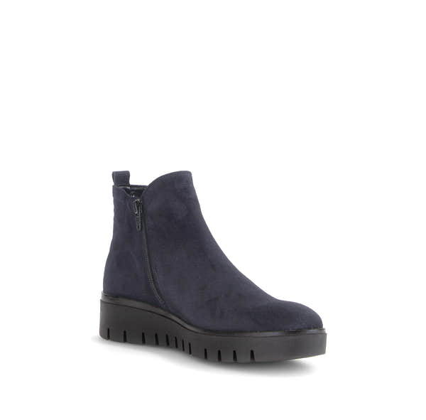 Gabor Dublin navy blue side zip ankle boots, rotating product angle 16.