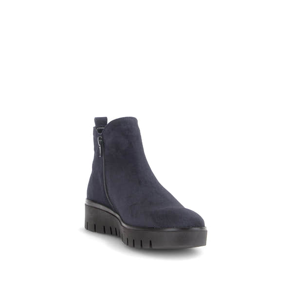 Gabor Dublin navy blue side zip ankle boots, rotating product angle 17.