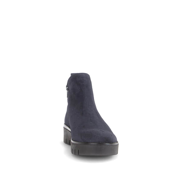 Gabor Dublin navy blue side zip ankle boots, rotating product angle 18.