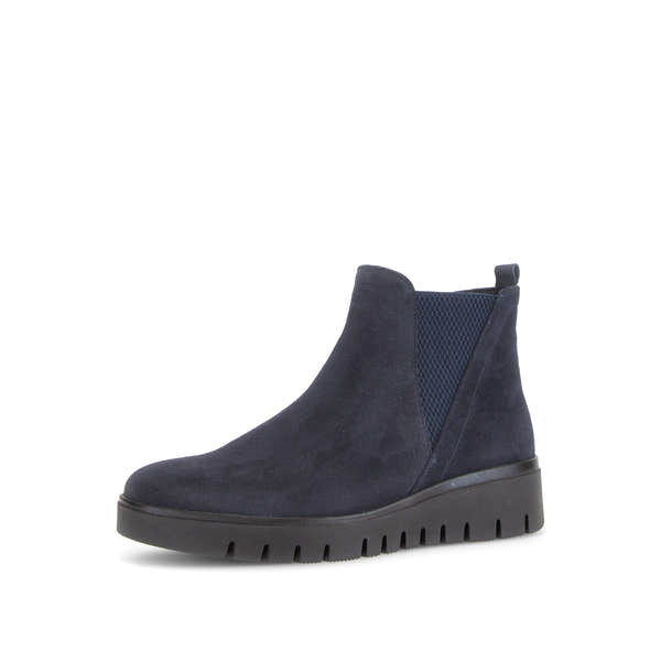 Gabor Dublin navy blue side zip ankle boots, rotating product angle 23.
