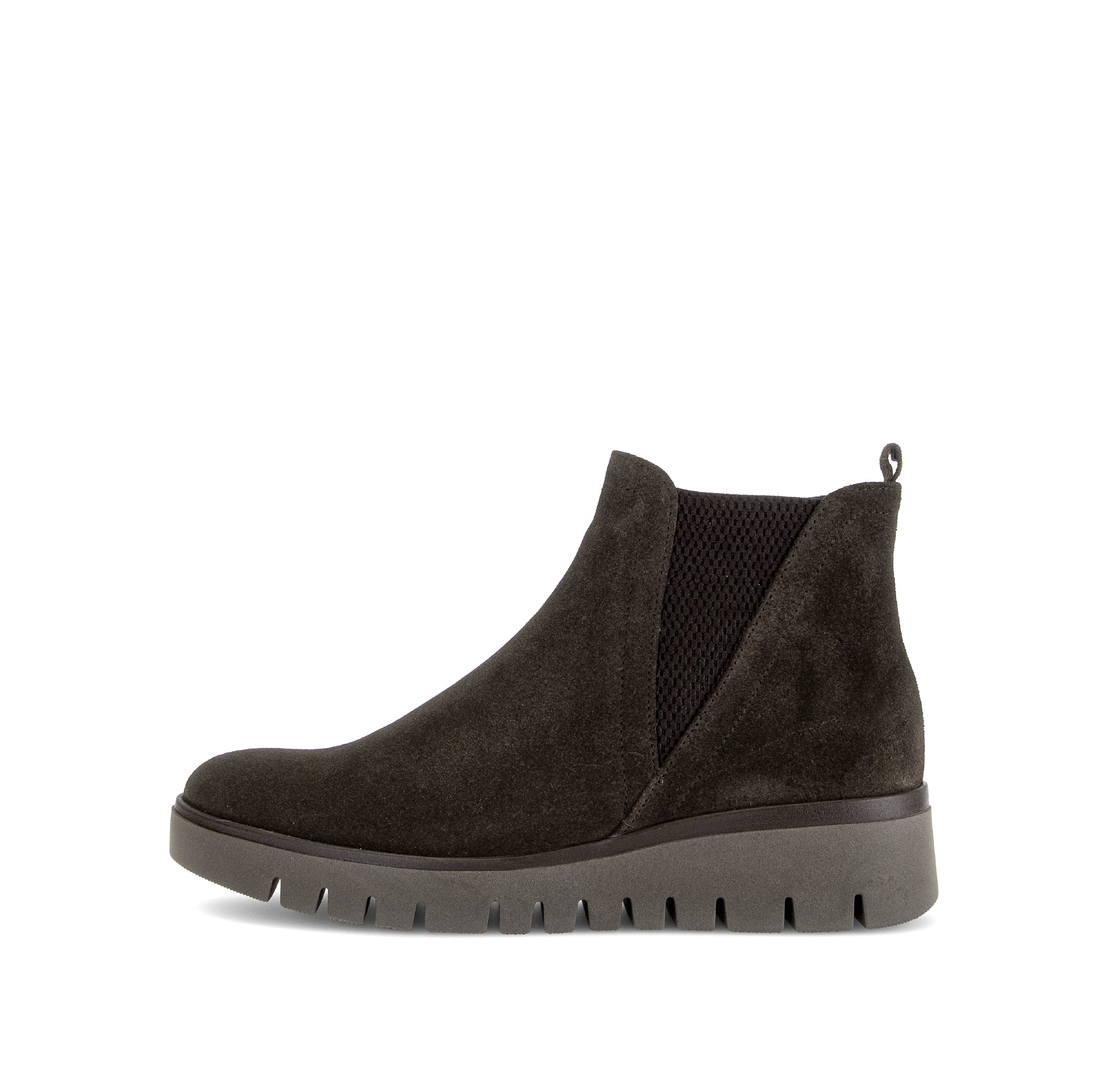 Gabor Dublin mocca brown side zip ankle boots, outer side view.