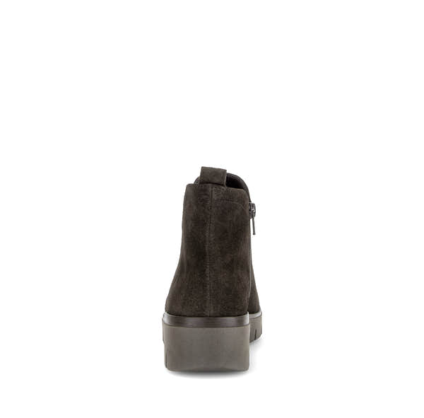 Gabor Dublin mocca brown side zip ankle boots, rear view.
