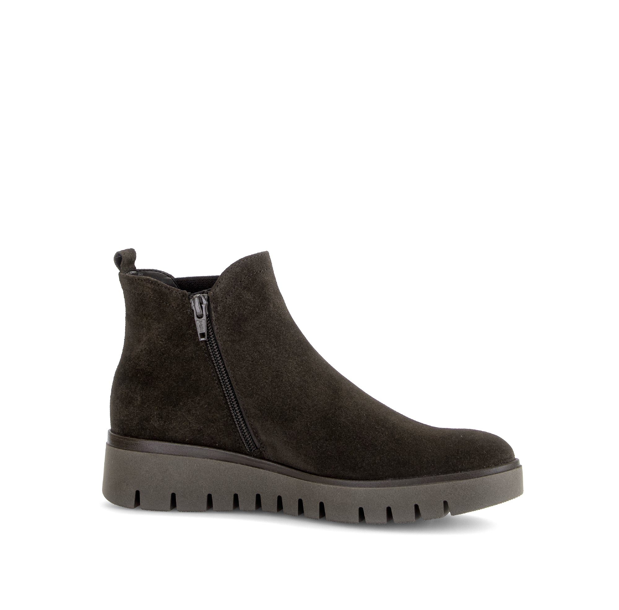 Gabor Dublin mocca brown side zip ankle boots, rotating product angle 14.