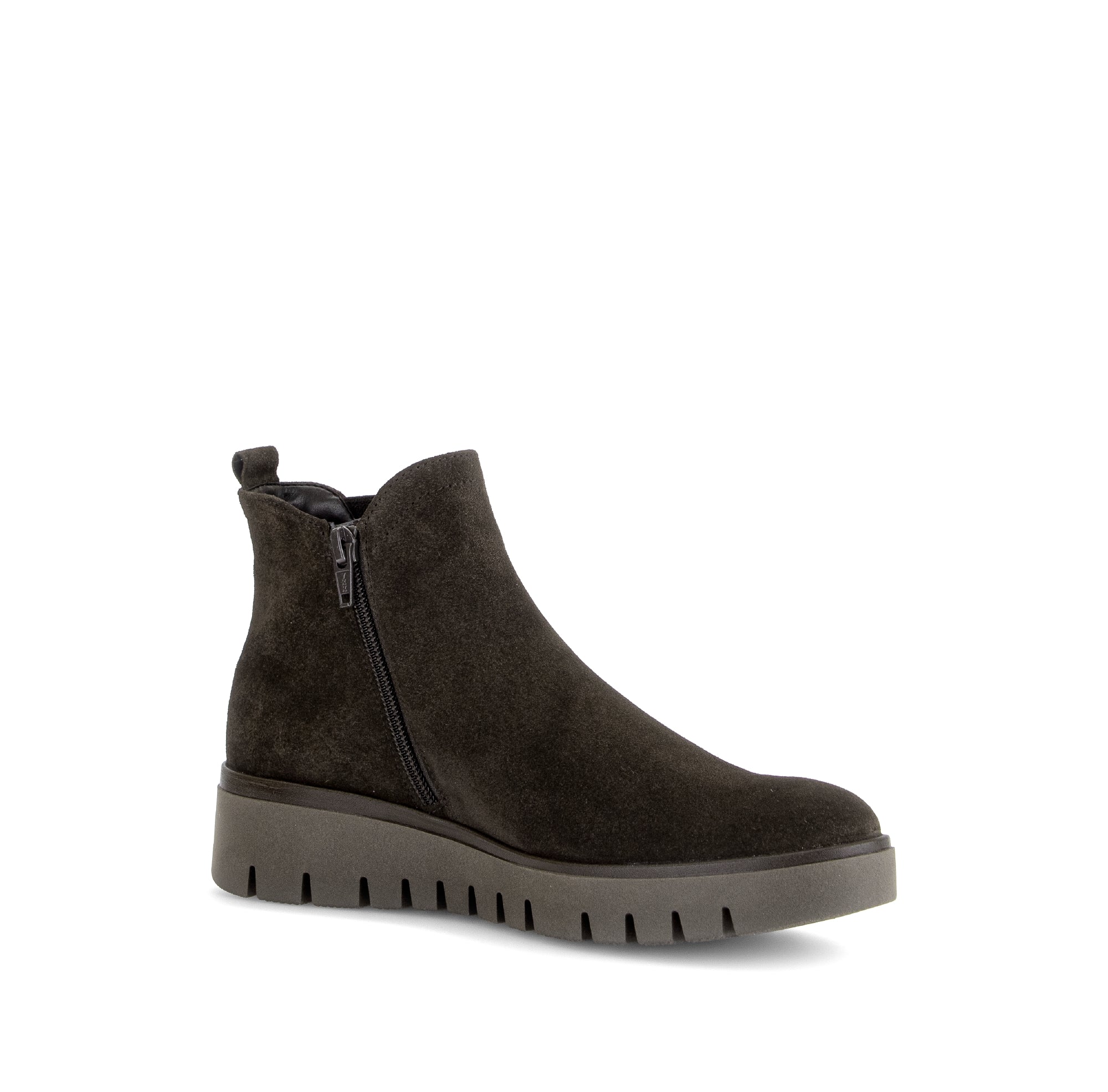 Gabor Dublin mocca brown side zip ankle boots, rotating product angle 15.