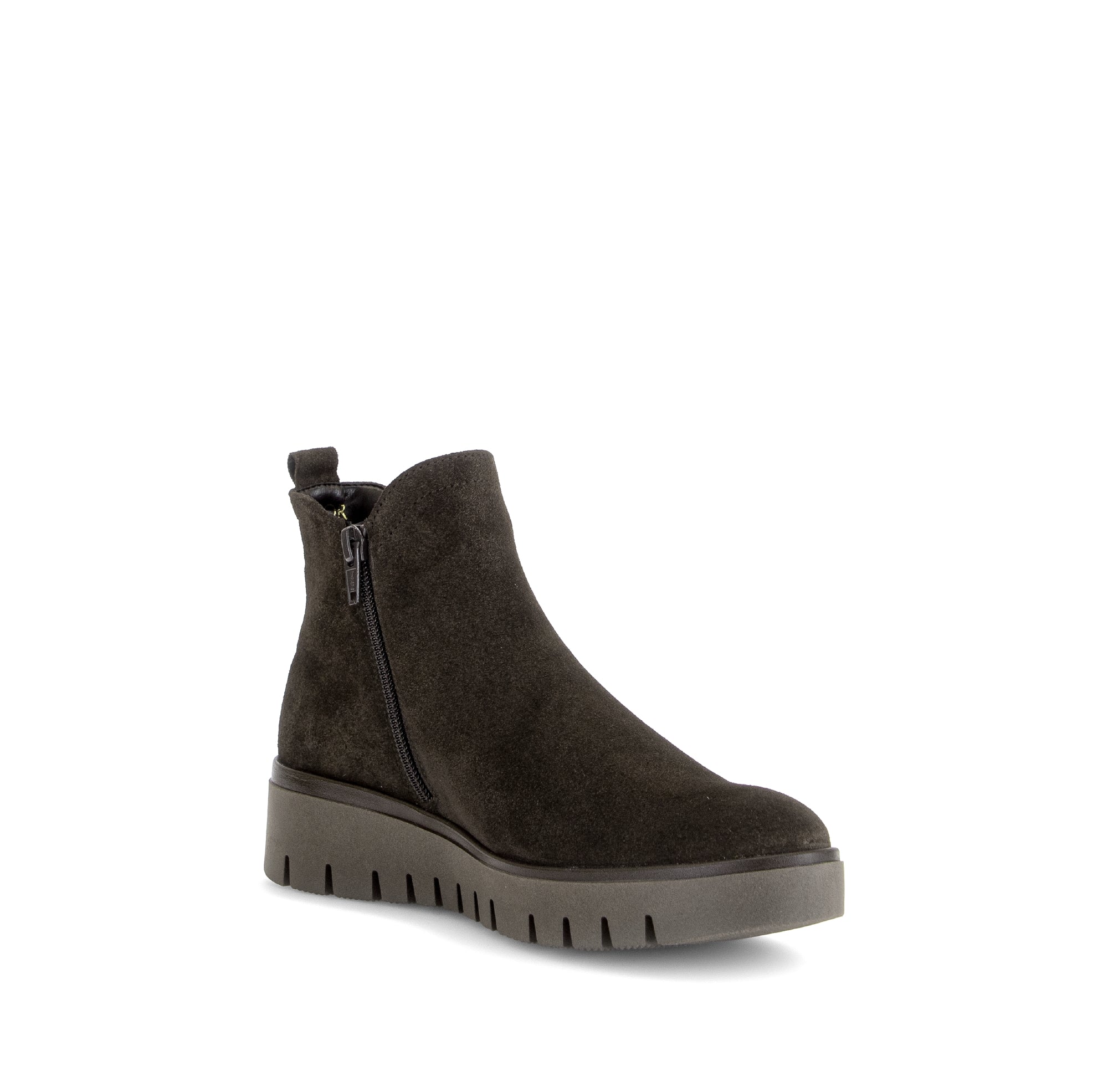 Gabor Dublin mocca brown side zip ankle boots, rotating product angle 16.