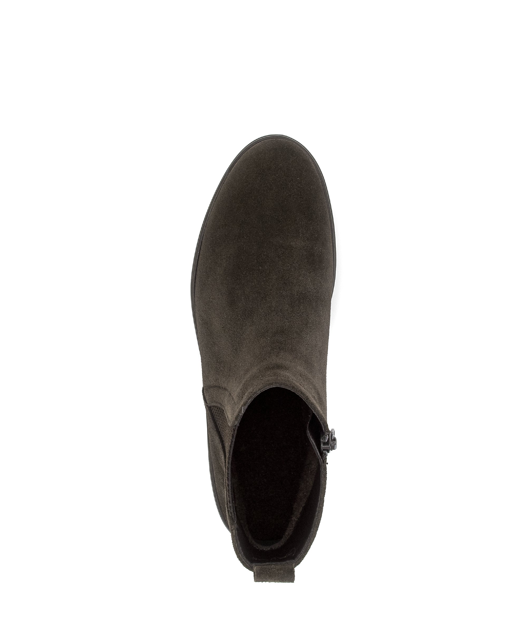 Gabor Dublin mocca brown side zip ankle boots, top view.
