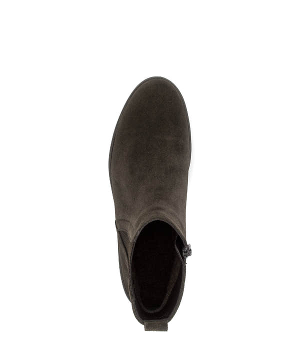 Gabor Dublin mocca brown side zip ankle boots, top view.