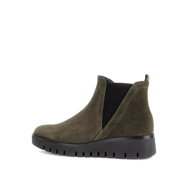 Gabor Dublin olive green side zip ankle boots, rotating product angle 02.