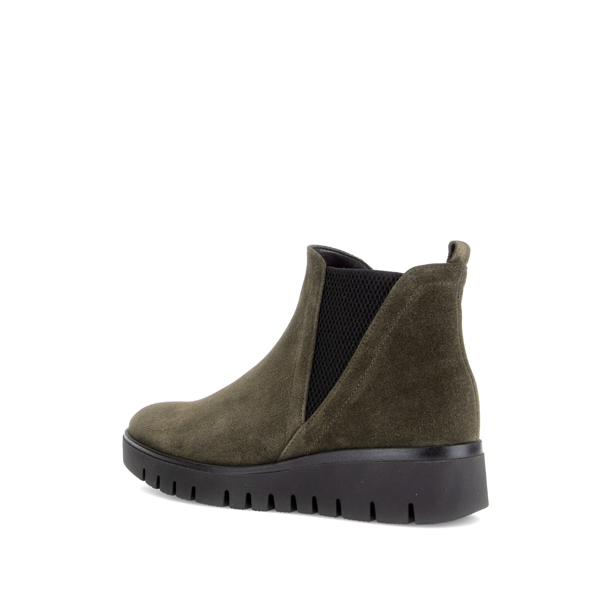 Gabor Dublin olive green side zip ankle boots, rotating product angle 03.