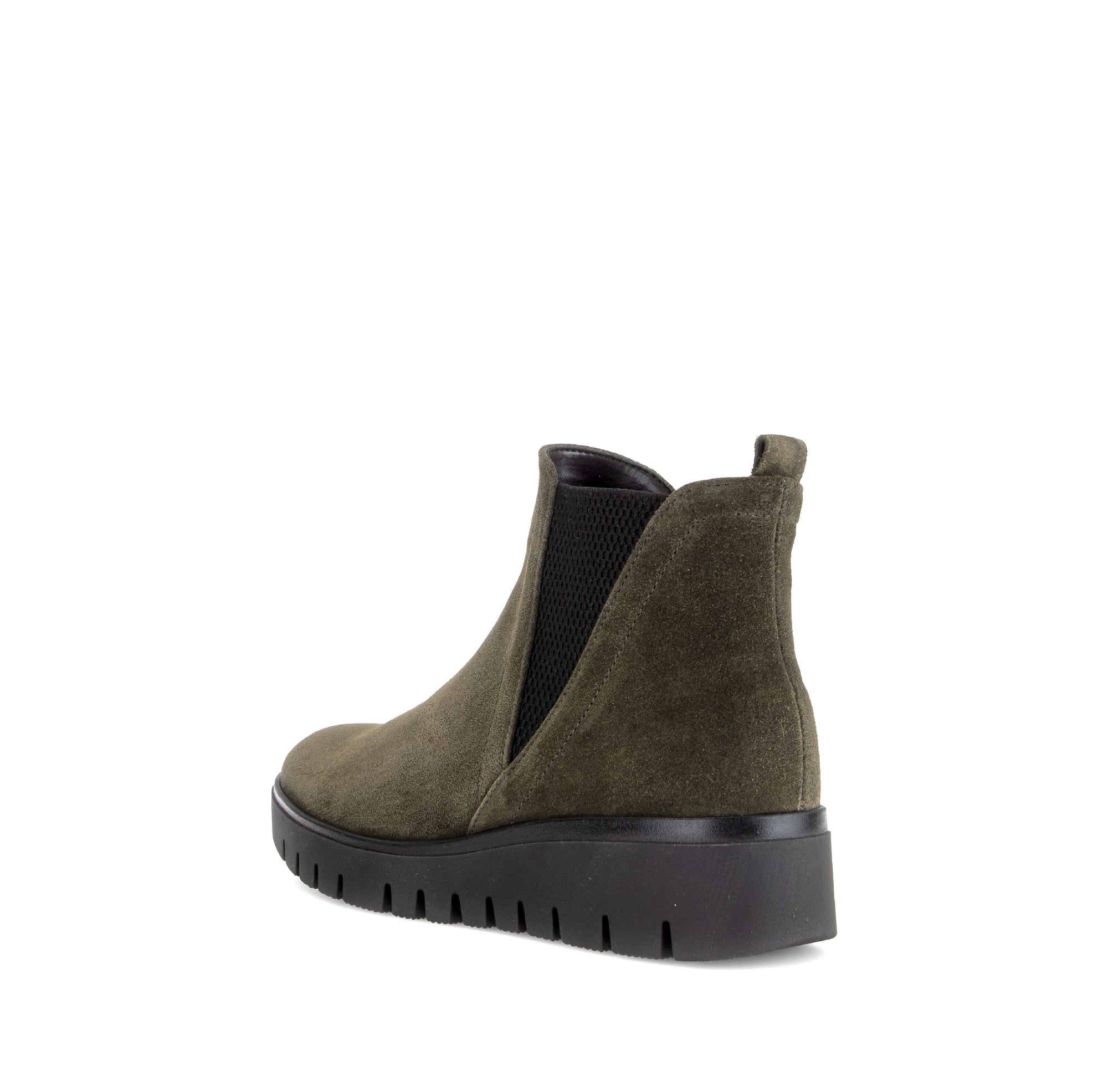 Gabor Dublin olive green side zip ankle boots, rotating product angle 04.