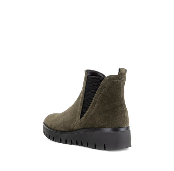 Gabor Dublin olive green side zip ankle boots, rotating product angle 04.