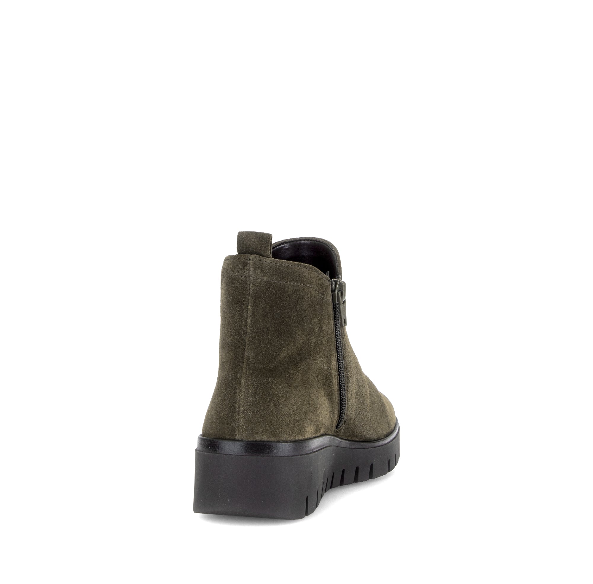Gabor Dublin olive green side zip ankle boots, rotating product angle 08.