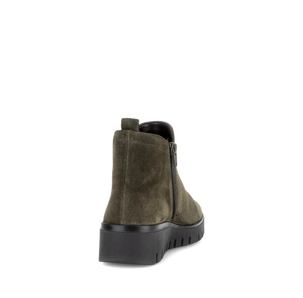 Gabor Dublin olive green side zip ankle boots, rotating product angle 08.