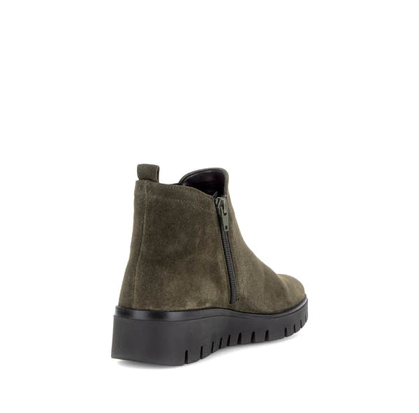 Gabor Dublin olive green side zip ankle boots, rotating product angle 09.