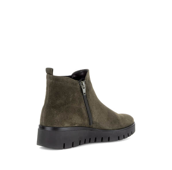 Gabor Dublin olive green side zip ankle boots, rotating product angle 10.