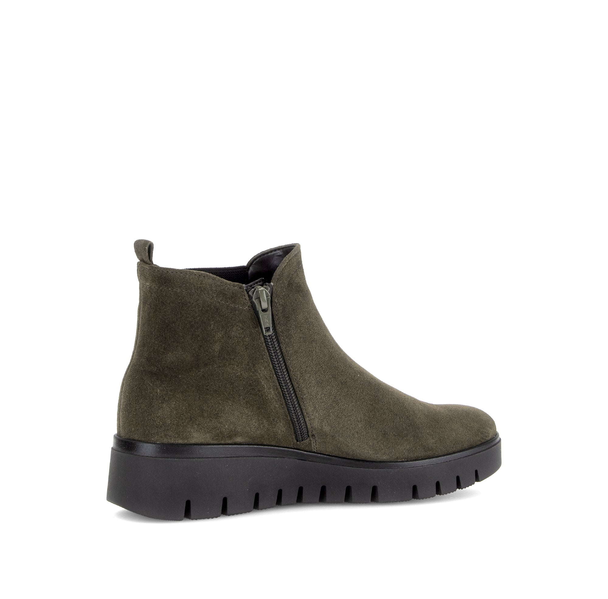 Gabor Dublin olive green side zip ankle boots, rotating product angle 11.