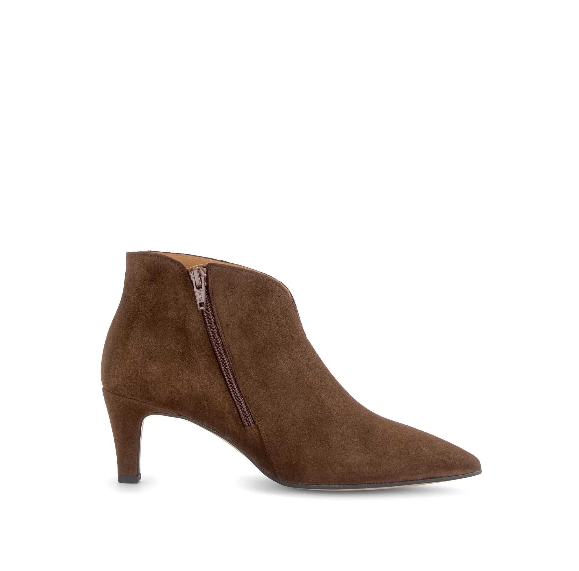 Gabor Terri cacao brown heeled ankle boots, inner side view.