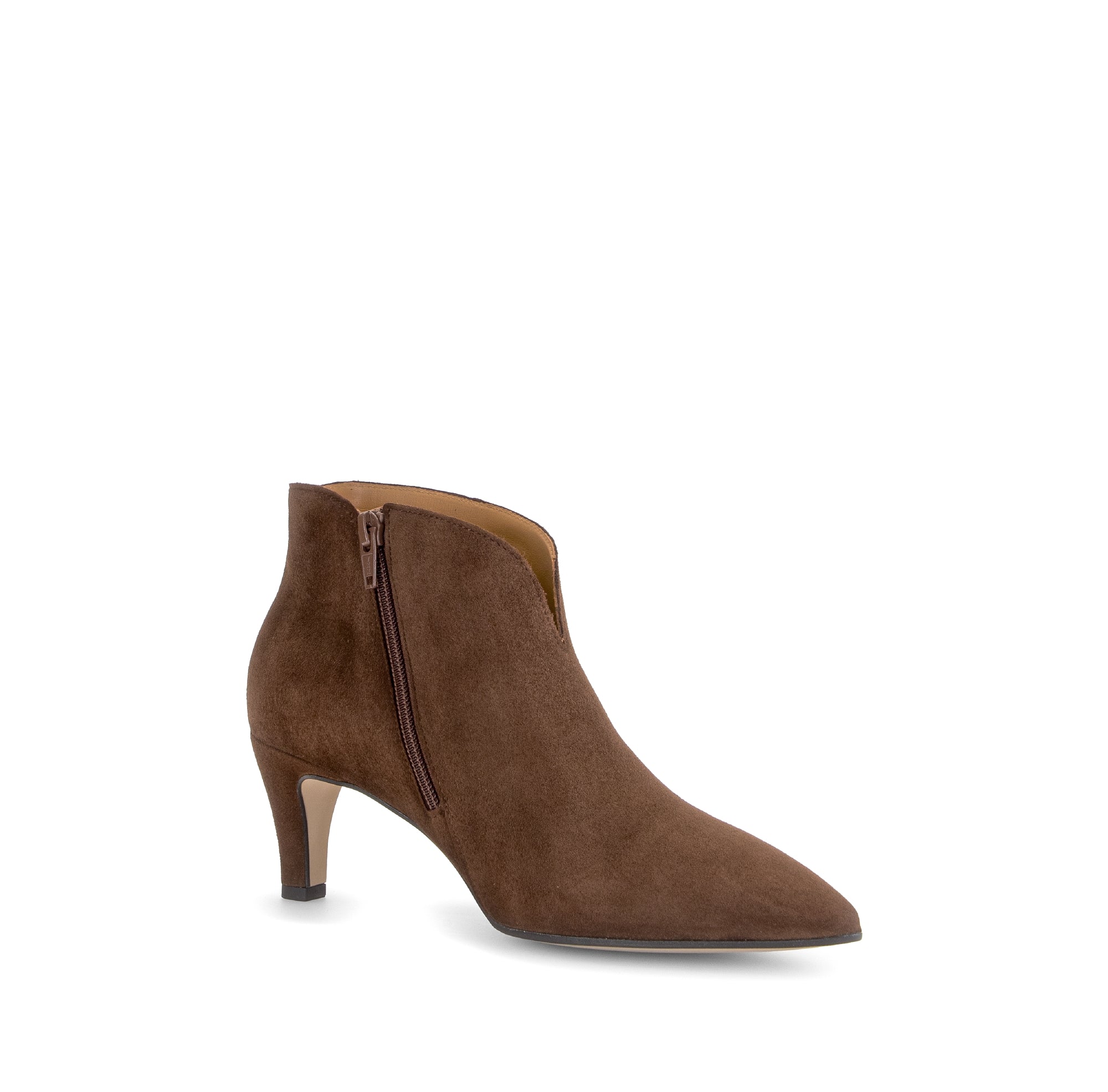 Gabor Terri cacao brown heeled ankle boots, rotating product angle 15.