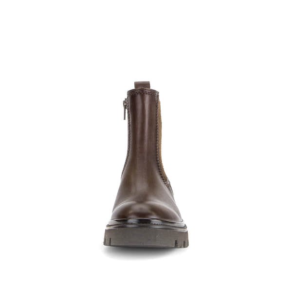 Gabor Marissa saddle tan chelsea ankle boots, front view.