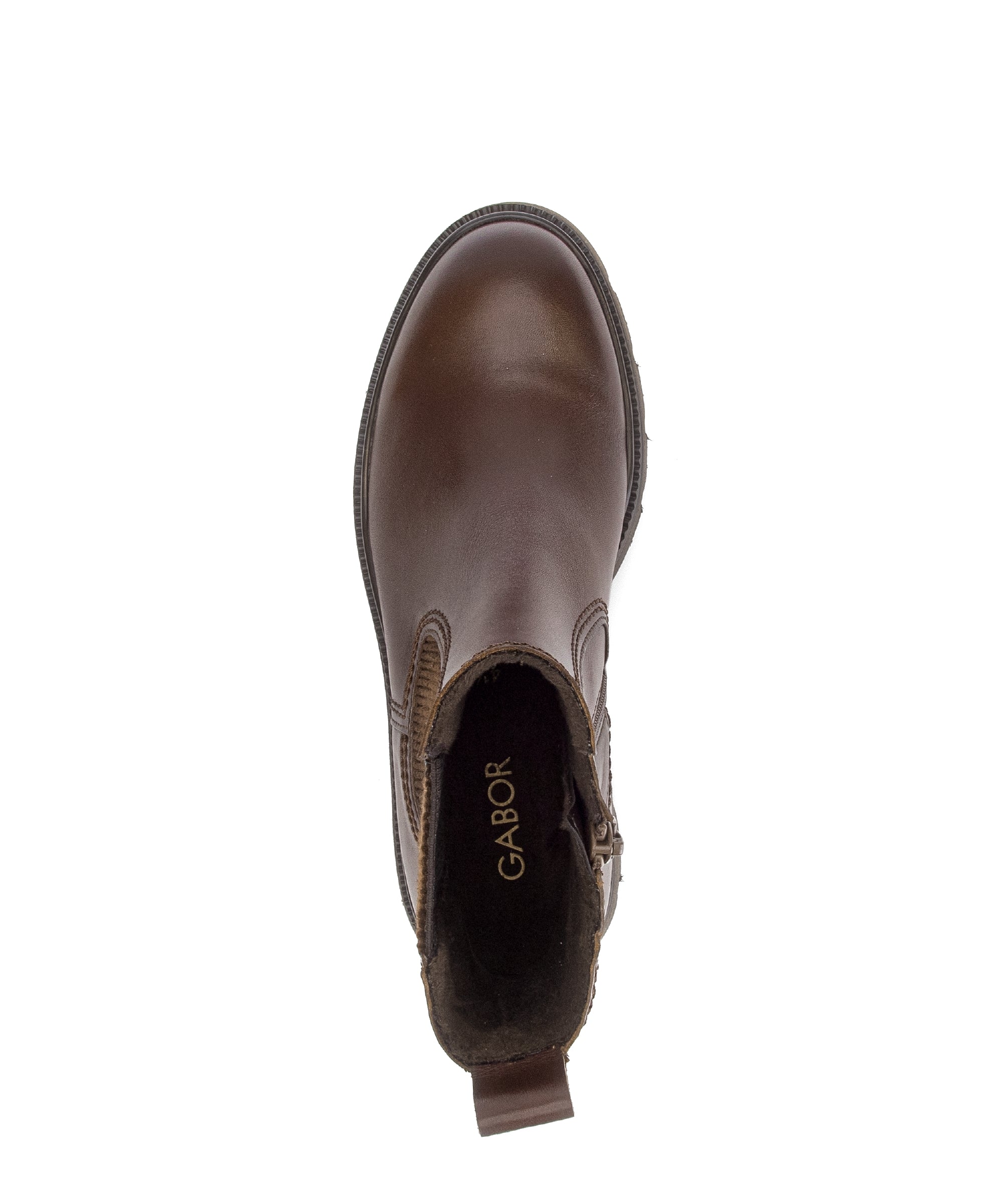 Gabor Marissa saddle tan chelsea ankle boots, top view.