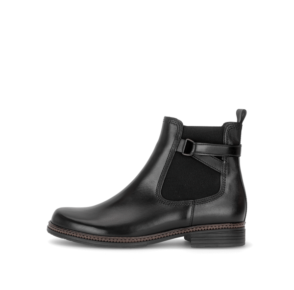Gabor Nolene black side zip ankle boots, animated rotating view.