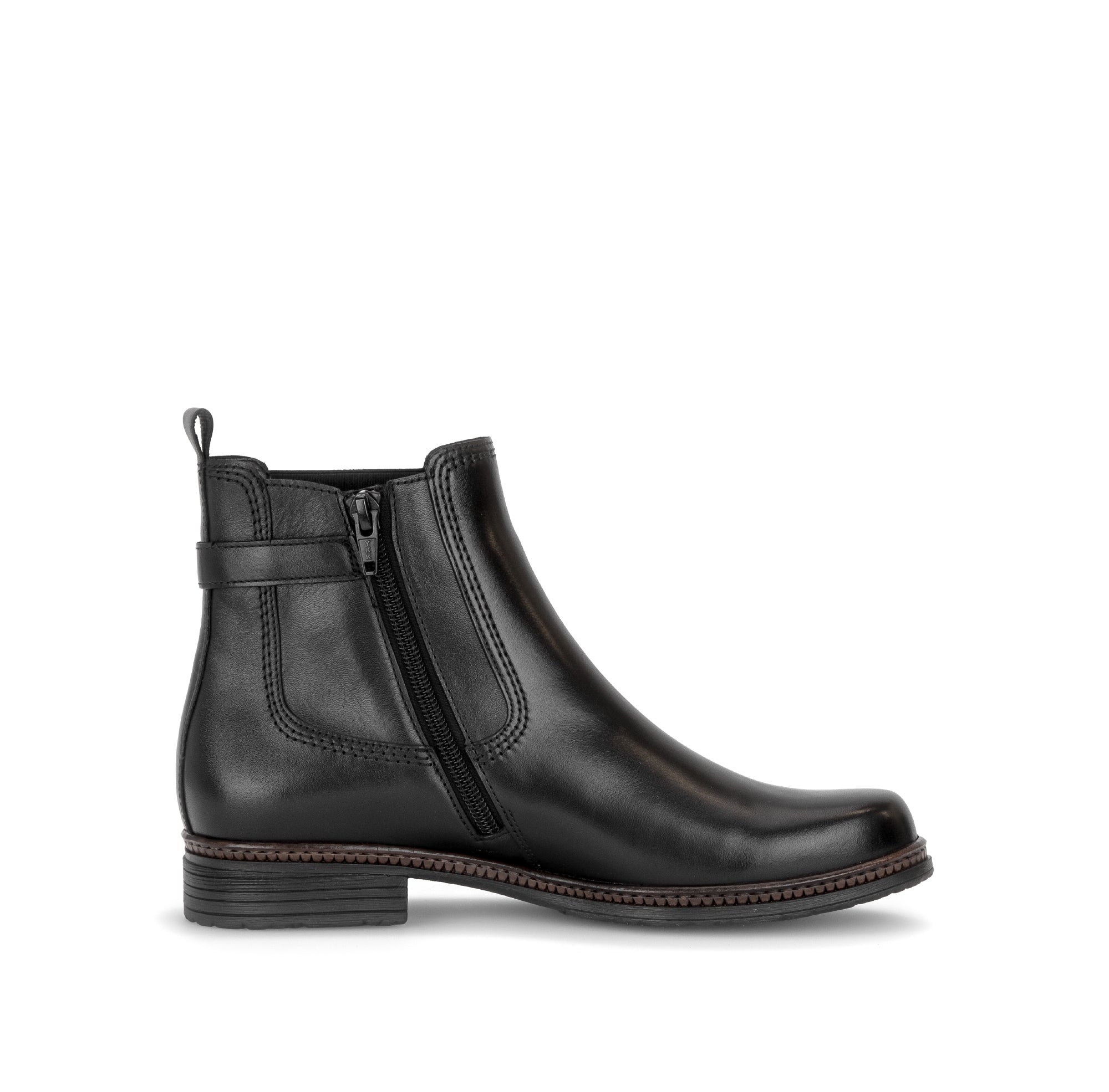 Gabor Nolene black side zip ankle boots, inner side view.