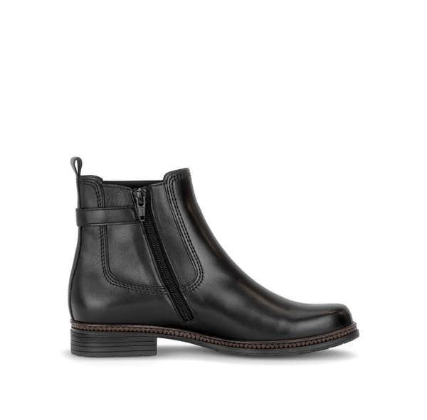 Gabor Nolene black side zip ankle boots, inner side view.