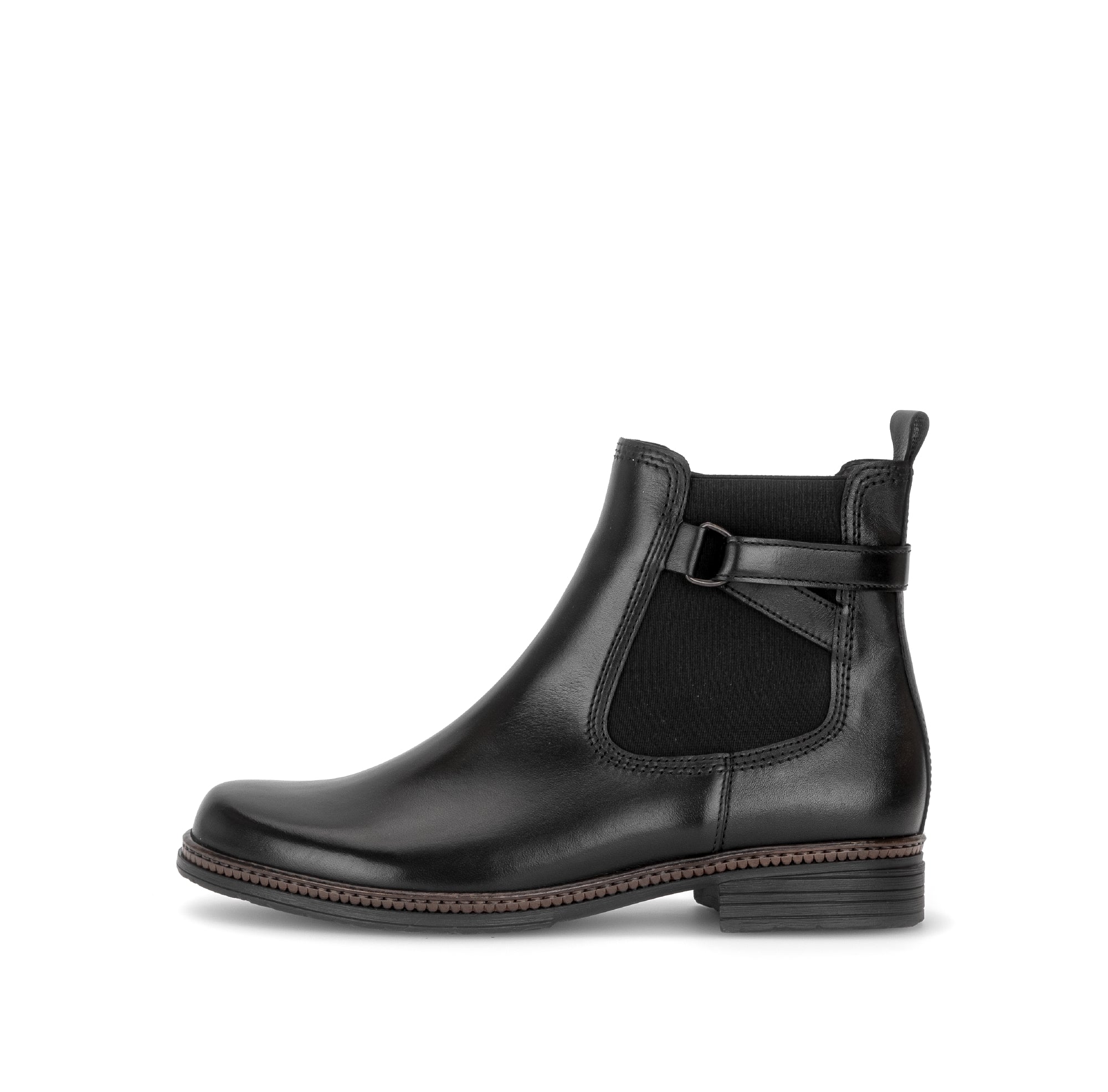 Gabor Nolene black side zip ankle boots, outer side view.