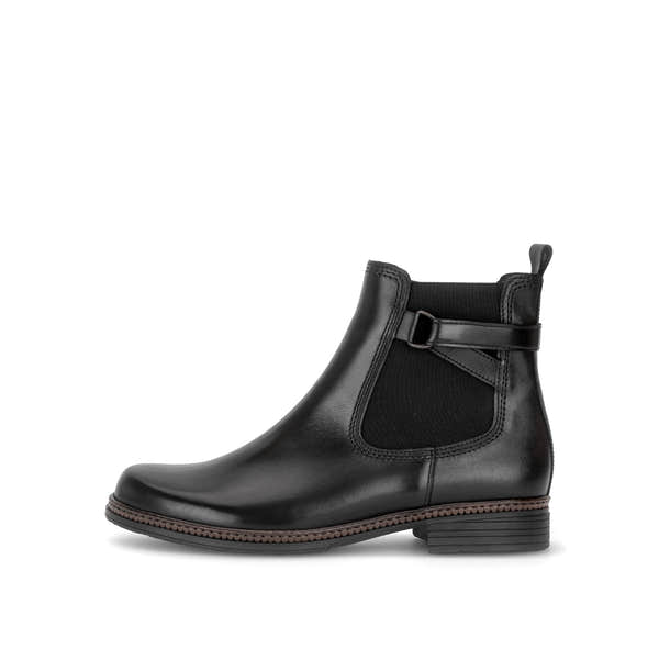 Gabor Nolene black side zip ankle boots, outer side view.