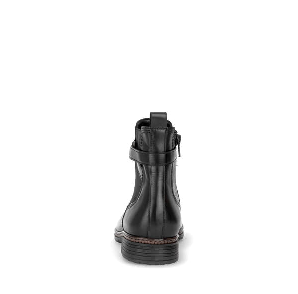 Gabor Nolene black side zip ankle boots, rear view.