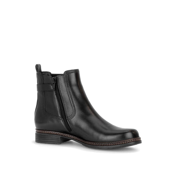 Gabor Nolene black side zip ankle boots, rotating product angle 15.