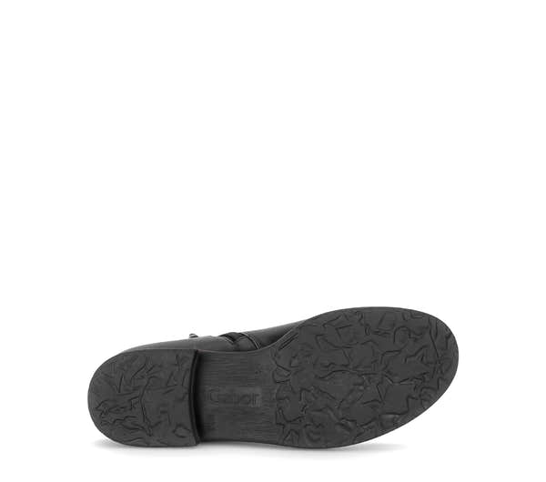 Gabor Nolene black side zip ankle boots, sole view.