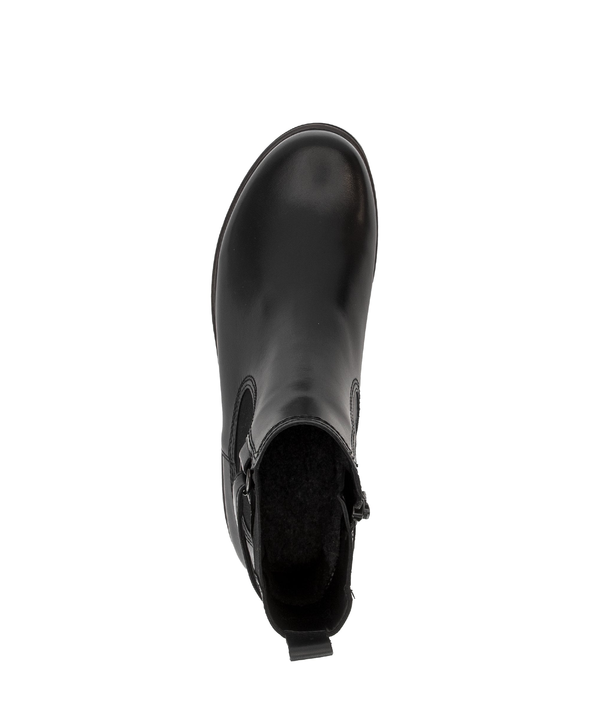 Gabor Nolene black side zip ankle boots, top view.