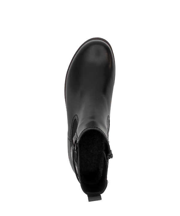 Gabor Nolene black side zip ankle boots, top view.