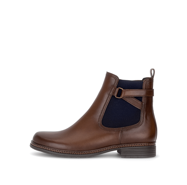 Gabor Nolene saddle tan side zip ankle boots, animated rotating view.