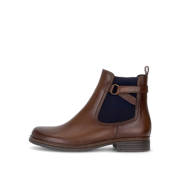 Gabor Nolene saddle tan side zip ankle boots, outer side view.