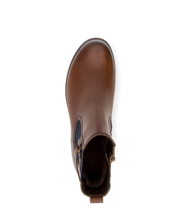 Gabor Nolene saddle tan side zip ankle boots, top view.