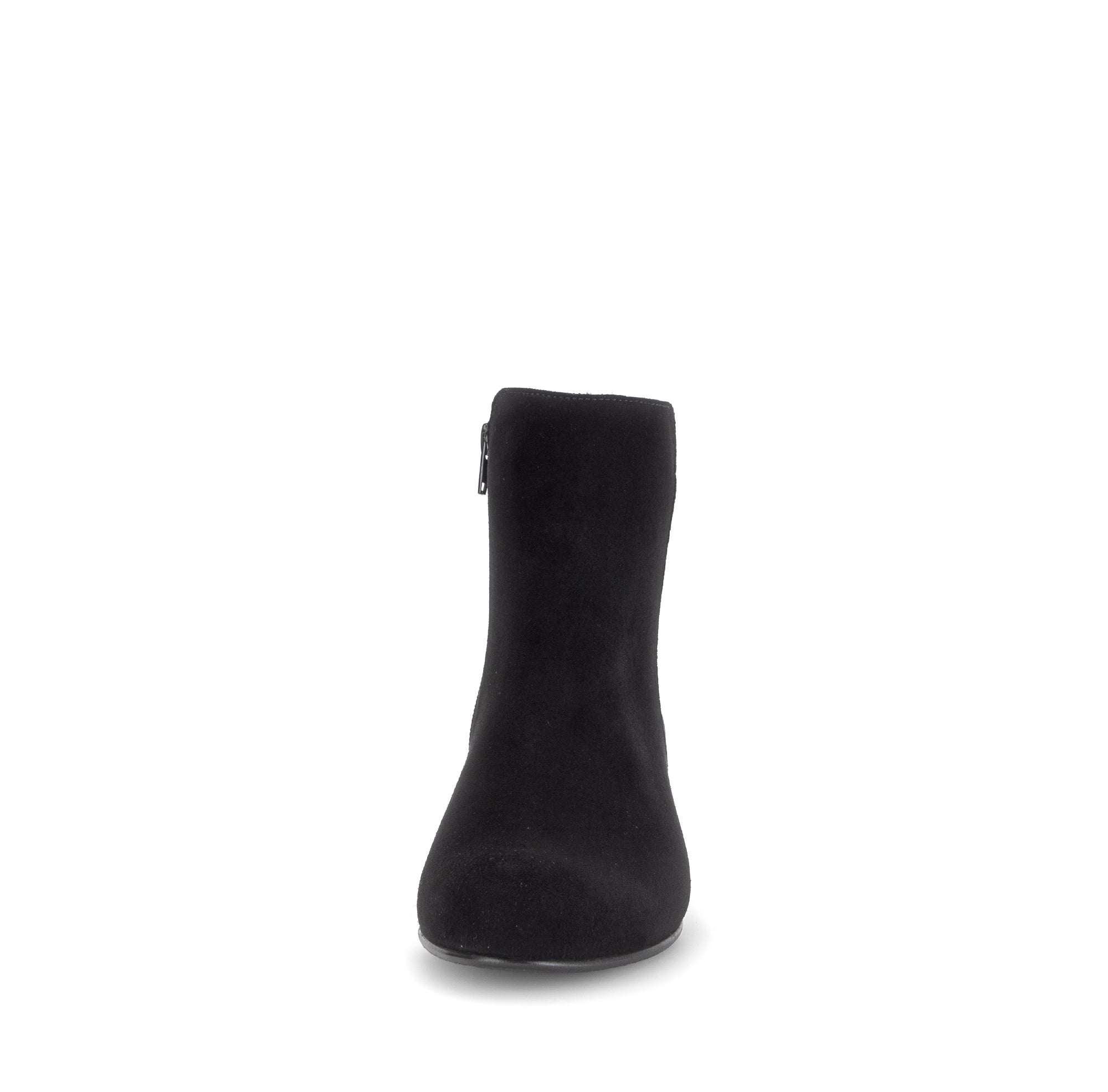 Gabor Abbey black block heel ankle boots, front view.