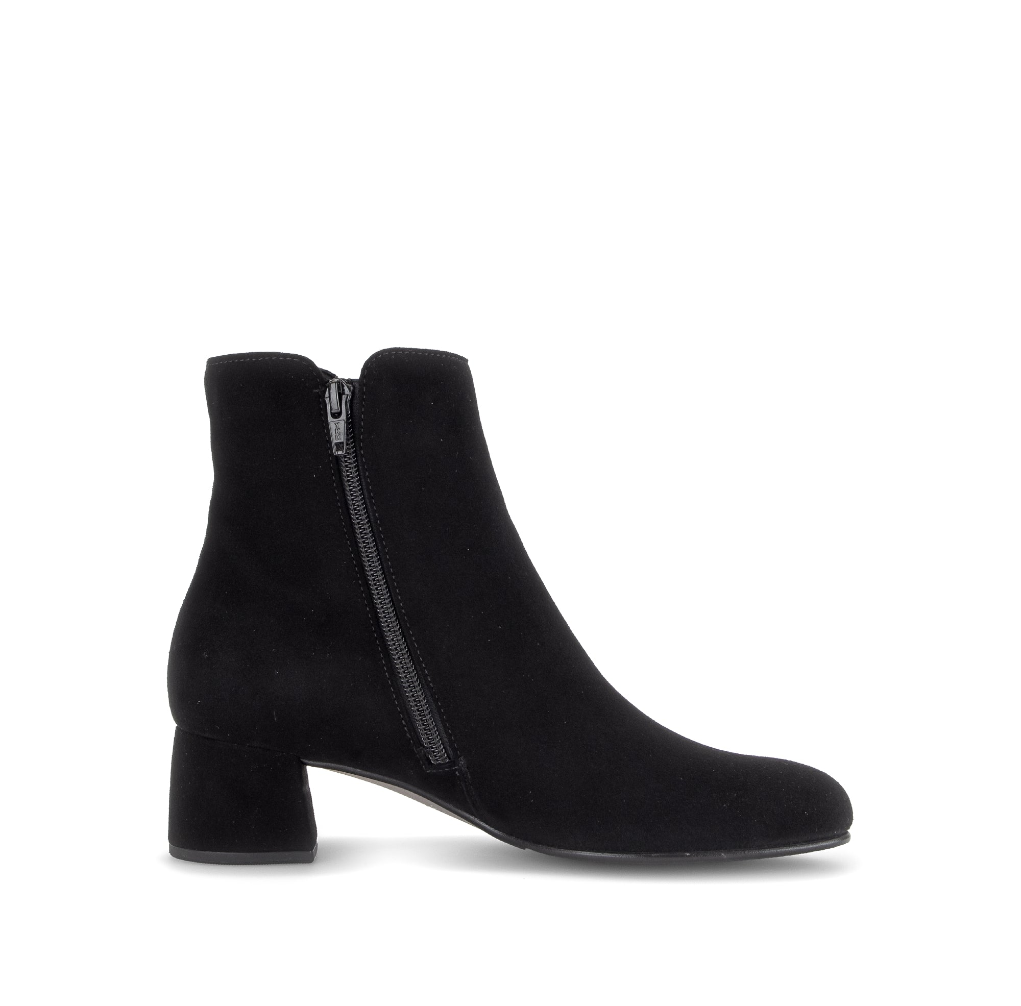 Gabor Abbey black block heel ankle boots, inner side view.