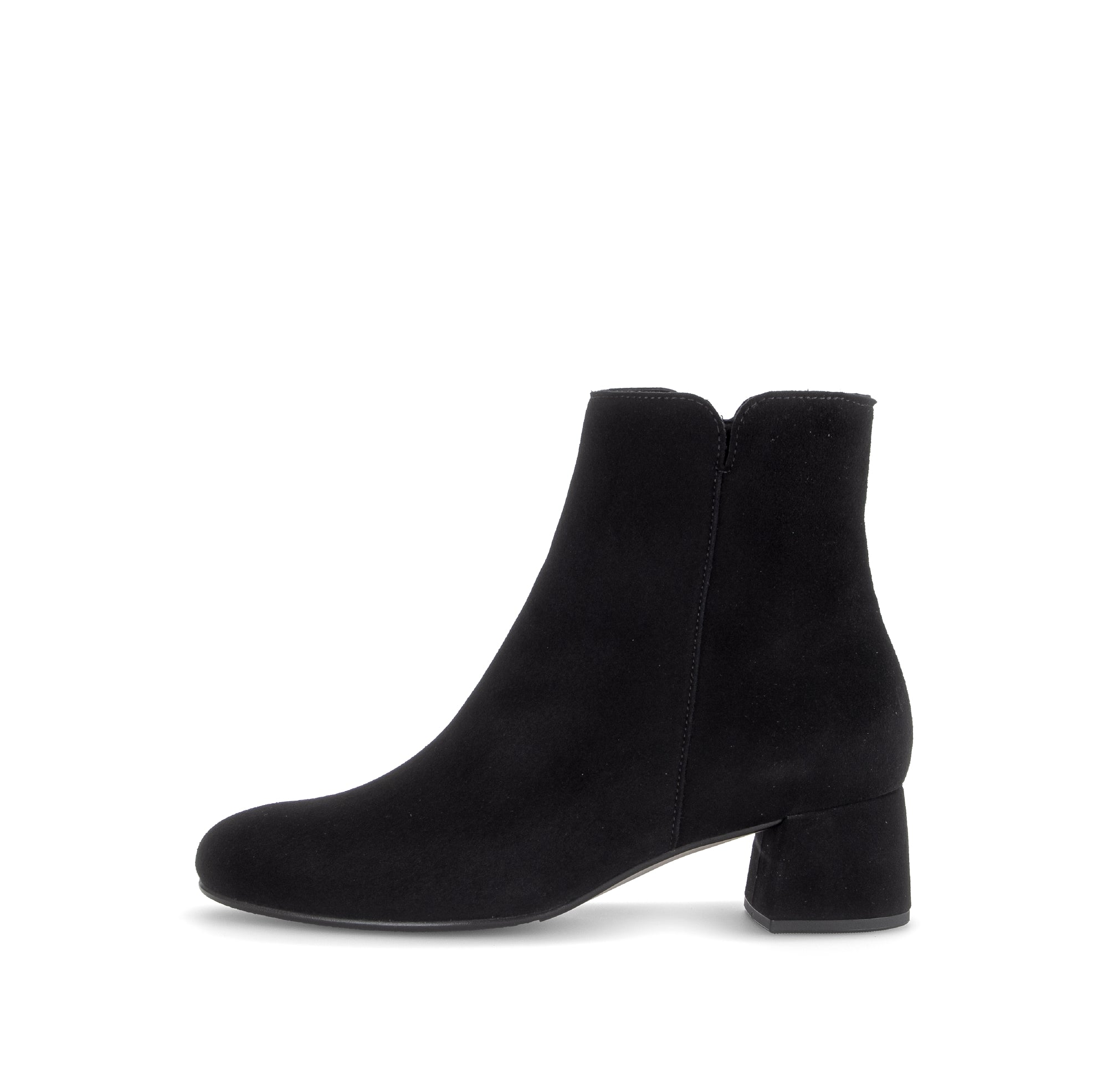 Gabor Abbey black block heel ankle boots, outer side view.
