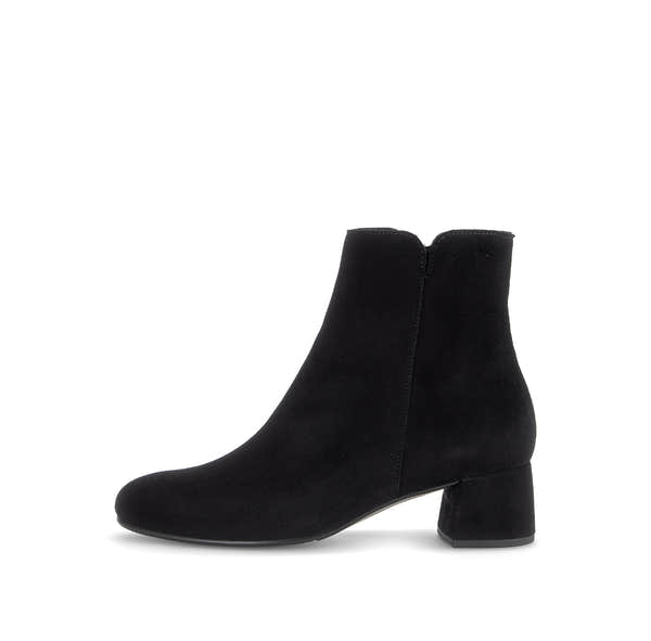 Gabor Abbey black block heel ankle boots, outer side view.