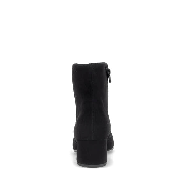 Gabor Abbey black block heel ankle boots, rear view.