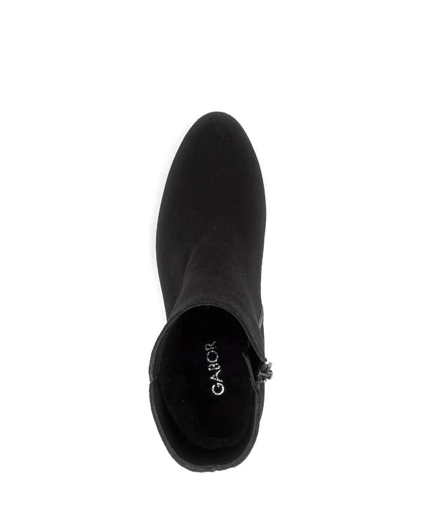 Gabor Abbey black block heel ankle boots, top view.