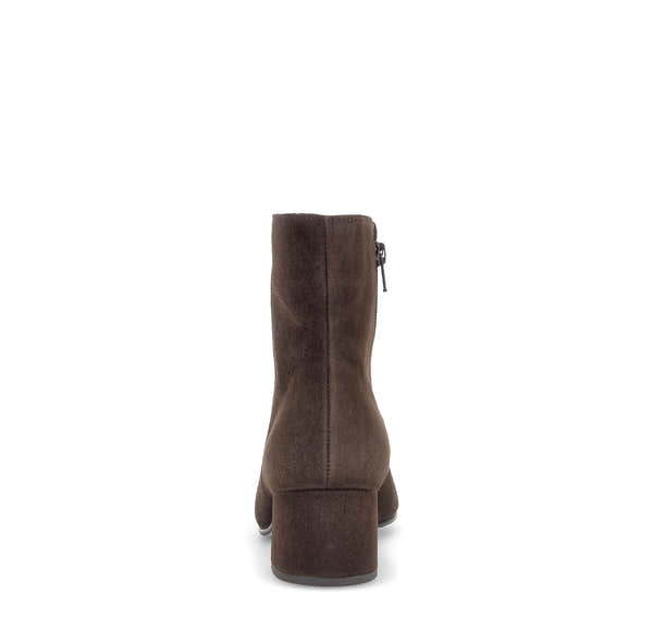 Gabor Abbey mocca brown block heel ankle boots, rear view.