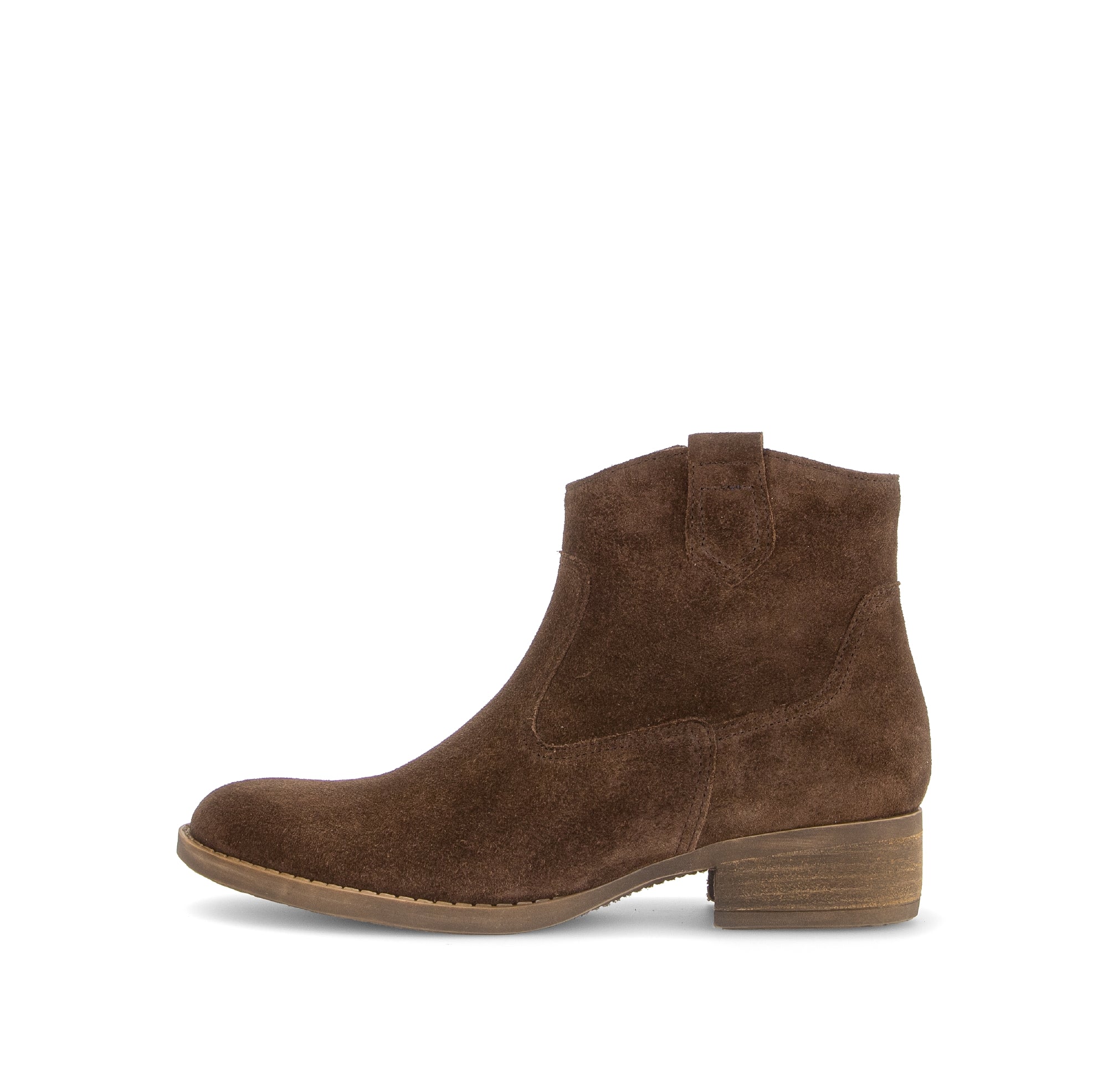 Gabor Grove cacao brown western ankle boots, outer side view.
