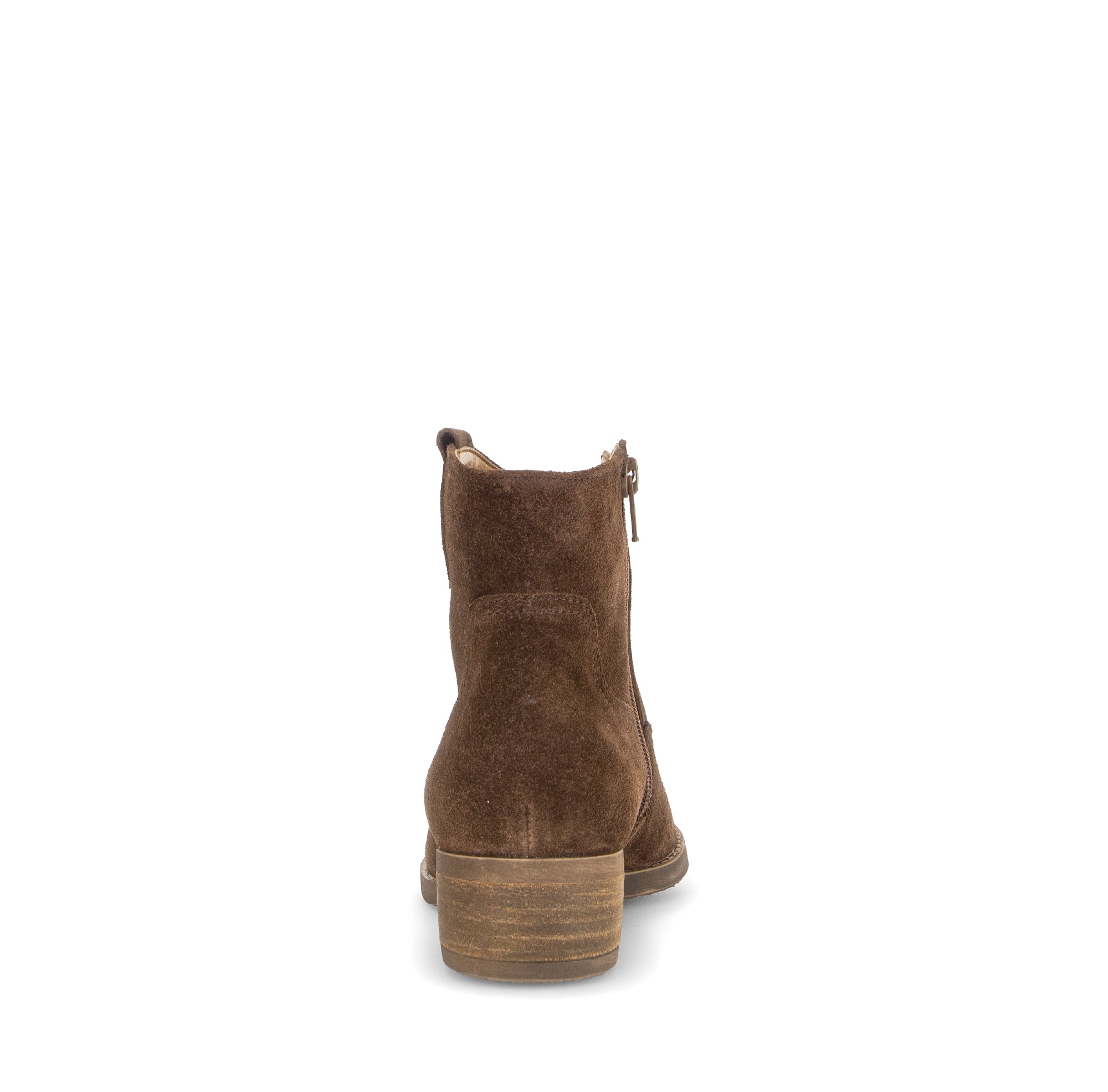 Gabor Grove cacao brown western ankle boots, rear view.
