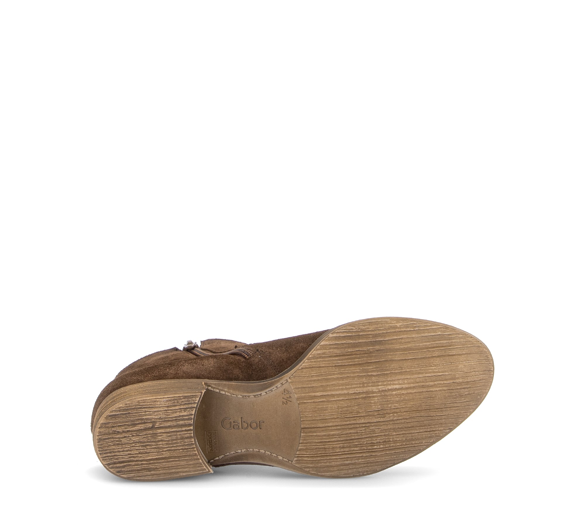 Gabor Grove cacao brown western ankle boots, sole view.