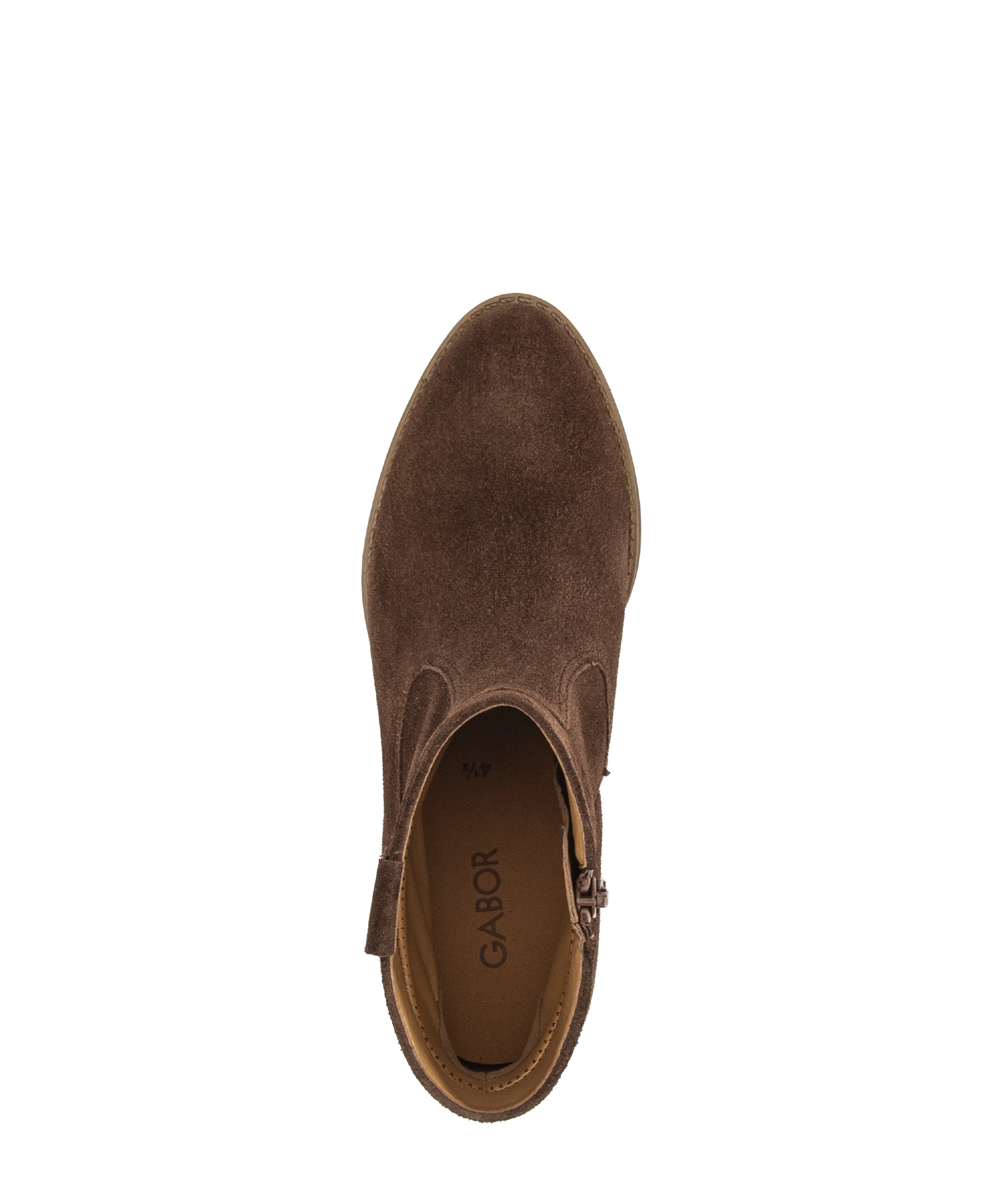 Gabor Grove cacao brown western ankle boots, top view.