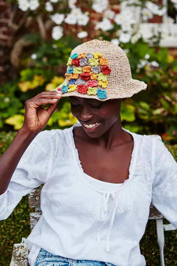 Pachamama Hemp/Cotton Hat Applique Flowers