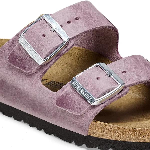 Birkenstock Arizona Waxy Ladies Narrow Lavender Leather Arch Support Buckle Sandals